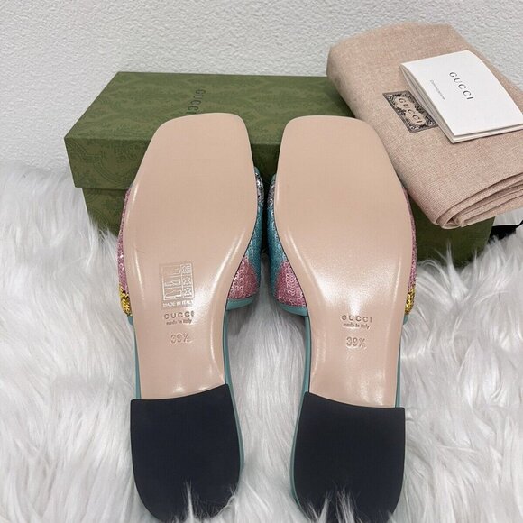 NIB Gucci Marmont Logo Interlocking GG Matelasse Jolie Slide Sandal Mule 39.5 - Picture 7 of 9